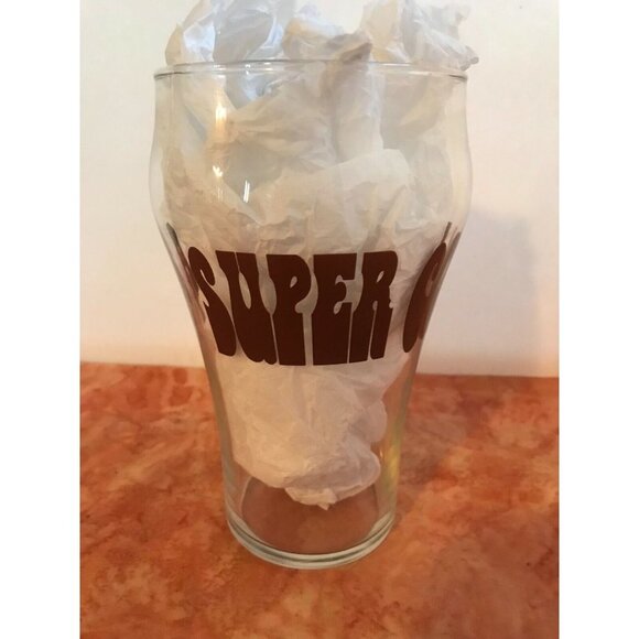 Vintage Large Soda Glass Super Cola Tumbler 1970s Retro Brown Soda Pop‎ - Picture 1 of 5